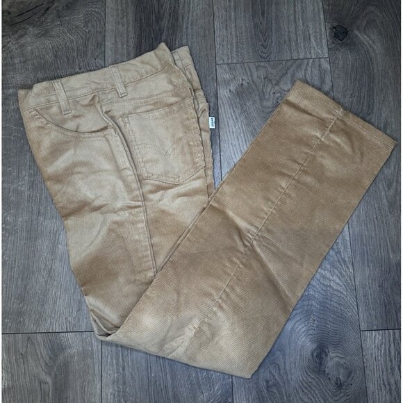 VTG 70's Levi's 719-1523 Corduroy Size 26x28 Student Fit Tan Pants YKK 45 zip - Picture 1 of 7